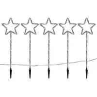 MARELIDA LED Gartenstecker Acryl Sterne 5 Leuchtsterne Außen Weihnachtsdeko