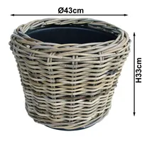 Van der Leeden Drypot Rattan Pflanzkübel Grau Ø 43