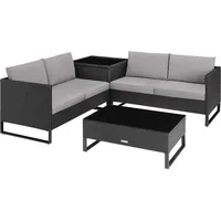 Tectake tectake® Rattan Lounge, für 4 Personen, große Aufbewahrungsbox,