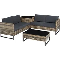 Tectake tectake® Rattan Lounge, für 4 Personen, große Aufbewahrungsbox,