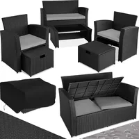 Tectake tectake® Rattan Sitzgruppe, für 4 bis 6 Personen,