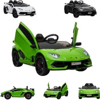ES-Toys Kinder Elektroauto “Lamborghini Aventador SVJ, Kunstledersitz, EVA-Reifen grün