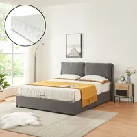 [en.casa] Polsterbett Lunner mit Matratze 160x200 cm Dunkelgrau