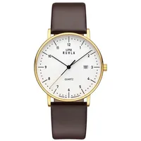 UMR Ruhla Armbanduhr Classic 30432 Edelstahl gelbgold IP Lederband