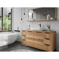 Woodkings Badmöbel Set Sydney II Waschtisch mit Spiegel Holz