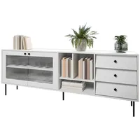 Mirjan24 Sideboard, Weiß, Kunststoff, 3 Schubladen, Rechteckig, 200x75x39 cm,