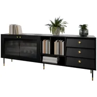 Mirjan24 Sideboard, Schwarz, Kunststoff, 3 Schubladen, Rechteckig, 200x75x39 cm,