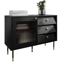 Mirjan24 Kommode, Schwarz, Kunststoff, 3 Schubladen, Rechteckig, 102x75x39 cm,