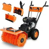 FUXTEC Benzin Kehrmaschine FX-KM196-SET1 mit Schneefräsenaufsatz,Schneeschild / Kehrgutsammelbehälter