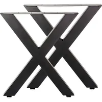 Wiltec Tischbeine 2er Set aus Stahl im X-Profil 72x60cm