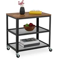 Relaxdays Rollwagen, 3 Ablagen, Industrial Design, HBT: 61x60x40 cm,