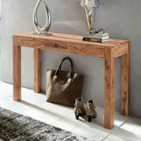 FineBuy Konsolentisch Holz Massiv Wandtisch Konsole Anrichte 1 Schublade