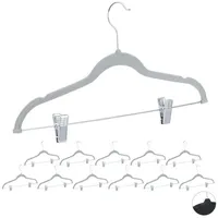 Relaxdays 36 x Samtbügel mit Clips, grau