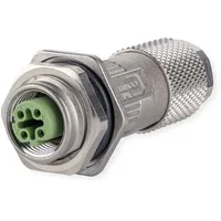 Metz CONNECT M12 Buchse D-kodiert IP67, feldkonfektionierbar mit Flansch