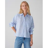 Opus Langarmbluse FOKIA Loose aus leichtem Baumwoll Mix Blue