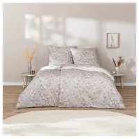 Estella Mako Jersey Bettwäsche 135x200 Rumi Kiesel grau Blätter
