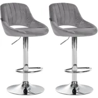 CLP 2er Set Barhocker Milet Samt dunkelgrau/Metall in Chromoptik