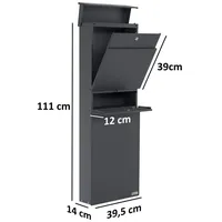 Zelsius Briefkasten mit Zeitungsfach, Standbriefkasten in Anthrazit (RAL7016), Postkasten,