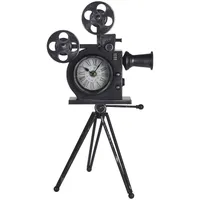 Wellhome - Tischuhr, Modell Filmkamera, Metall, Schwarz, 29 x
