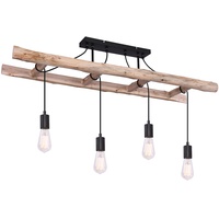 GLOBO Retro Pendelleuchte Holzleuchte Vintage Hängelampe Holz Hängeleuchte im