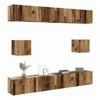 VidaXL 6-tlg. TV-Schrank-Set Wandmontage Altholz-Optik Holzwerkstoff