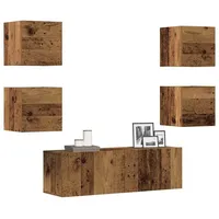 VidaXL 5-tlg. TV-Schrank-Set Wandmontage Altholz-Optik Holzwerkstoff