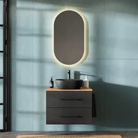 Planetmöbel Waschtischunterschrank LUX 70 cm Gold Eiche / Anthrazit