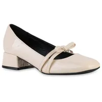 VAN HILL Damen Riemchenballerinas in Beige Lack