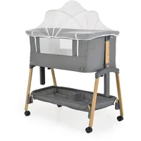 Cangaroo Beistellbett Adoro, verstellbar, Matratze, Moskitonetz, Räder grau