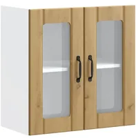 VidaXL Küchen-Hängeschrank mit Glastür Lucca Artisan-Eiche Holzwerkstoff, Wandschrank Küche,