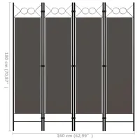 VidaXL 4-tlg. Raumteiler Anthrazit 160 x 180 cm