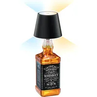 Ledscom.de LED Tischlampe, Flaschenlampe FLAAK mit Akku + Touchschalter,