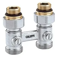 CALEFFI Zweirohr-Hahnblock 301043 Durchgang, Heizkörperanschluss 1/2" AG