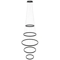 S.luce Pendelleuchte LED 5er-Ring Pendelleuchten Kombination Zentrisch Schwarz, Warmweiß