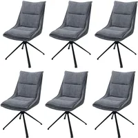Mendler 6er-Set Esszimmerstuhl HWC-N71, Küchenstuhl, drehbar Auto-Return, Stoff/Textil (420g/m2)
