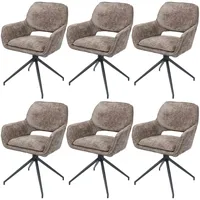 Mendler 6er-Set Esszimmerstuhl HWC-N74, Küchenstuhl, drehbar Auto-Return, Stoff Chenille