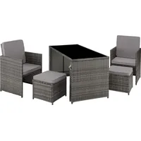 Tectake tectake® Rattan Sitzgruppe, Palermo 2+2+1
