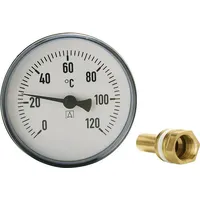 Afriso Bimetall Thermometer Zeigerthermometer 0°C-120°C mit Tauchhülse 1/2" :