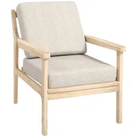 Homcom Sessel Loungesessel mit Leinenoptik, Armlehne, Gepolstert Relaxsessel mit