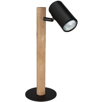 GLOBO Tischlampe Schreibtischlampe Büroleuchte Nachttischlampe Holzlampe, Metall schwarz Holz
