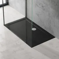 Doporro Duschtasse Duschwanne 70x120x4 flach aus Acryl in schwarz