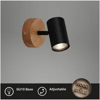 Briloner Wandspot Muritz schwarz Holz Gu10 35w schwenkbar