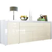 Vladon Sideboard, Creme, Holzwerkstoff, 200x72x35 cm, Wohnzimmer, Kommoden &