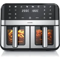 Arendo Heißluftfritteuse XXL Doppelkammer Airfryer 9L, Dual Zone, Sichtfenster