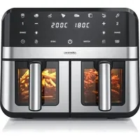 Arendo Heißluftfritteuse XXL Doppelkammer 9L schwarz