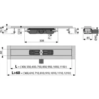 Alcadrain s.r.o. AlcaDrain Duschrinne APZ101 Duschrinne low Abfluss Waagerecht