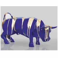 Casa Padrino Deko Skulptur Stier Blau / Gold 81