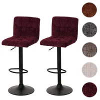 Mendler 2er-Set Barhocker HWC-G87, Tresenhocker Barstuhl, höhenverstellbar drehbar, Stoff