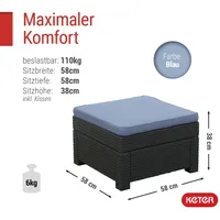 KETER Provence Hocker Premium Panama anthrazit mit Kissen blau
