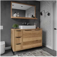 Woodkings Badmöbel Set Sydney I Waschtisch mit Spiegel Holz